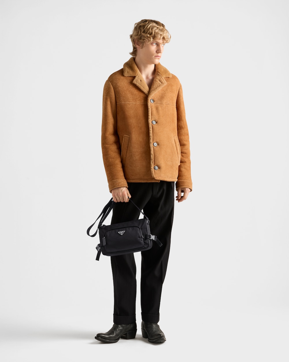 ミディアム Re-Nylon xサフィアーノレザー ショルダーバッグ