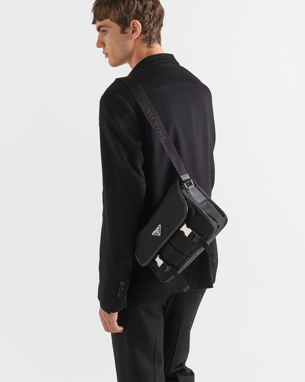 Re-Nylon xサフィアーノレザー ショルダーバッグ