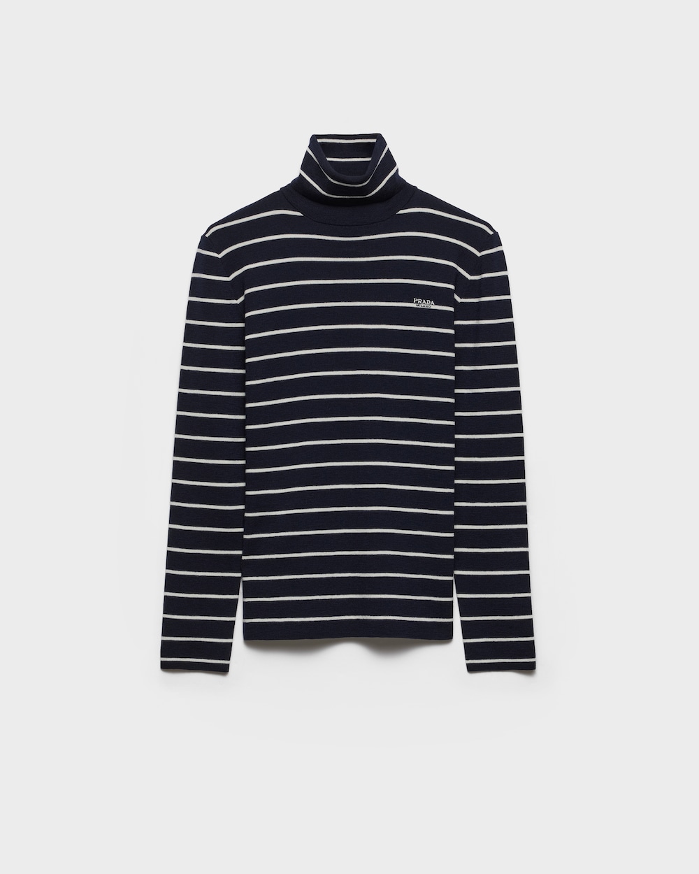 ストライプ ウール タートルネック セーター