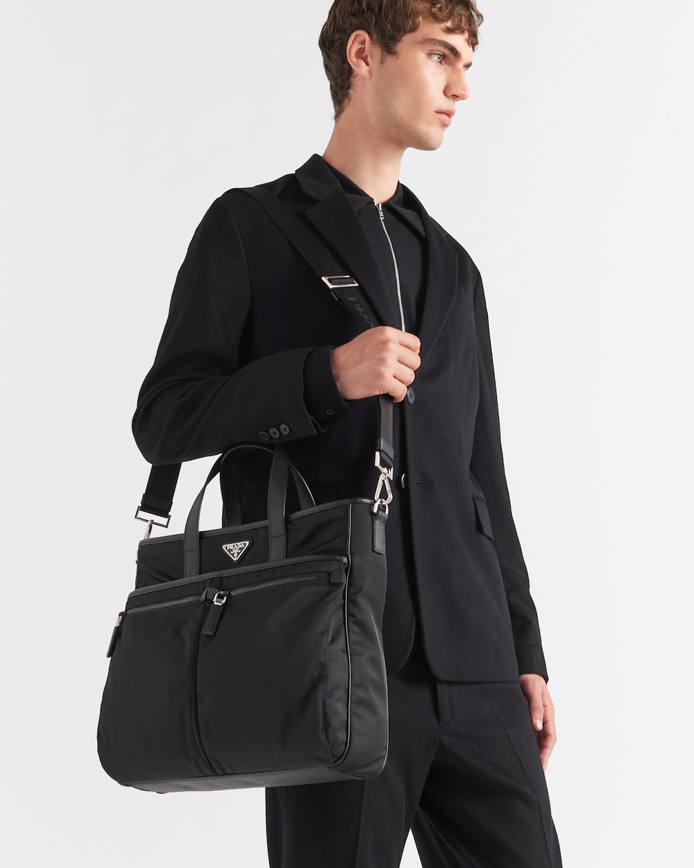 Re-Nylon xサフィアーノレザー トートバッグ