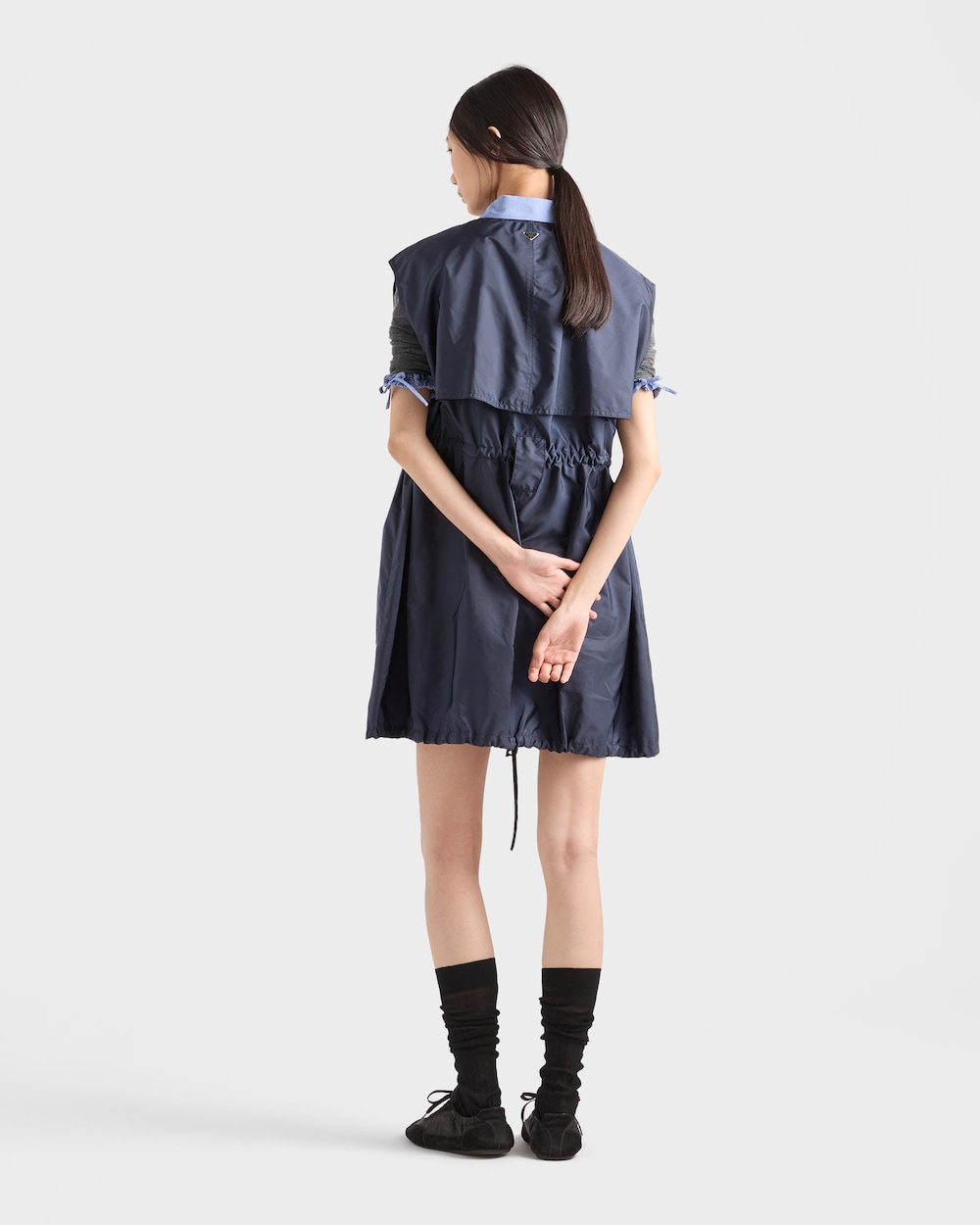 ライト ノースリーブ Re-Nylon ミニドレス